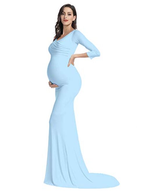 Off Shoulder Elegant Fitted Mermaid Maternity Gown for Photoshoot Baby Shower Dress