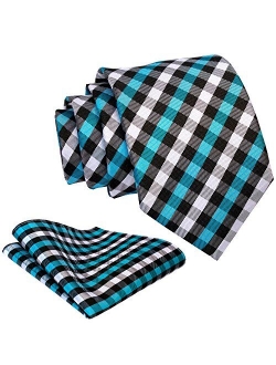 Mens Necktie Set - Neck Tie and Pocket Square Set - Assortment of Colors and Patterns