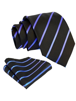 Mens Necktie Set - Neck Tie and Pocket Square Set - Assortment of Colors and Patterns