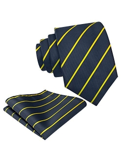 Mens Necktie Set - Neck Tie and Pocket Square Set - Assortment of Colors and Patterns