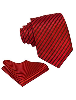 Mens Necktie Set - Neck Tie and Pocket Square Set - Assortment of Colors and Patterns