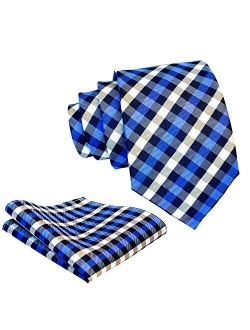 Mens Necktie Set - Neck Tie and Pocket Square Set - Assortment of Colors and Patterns