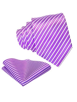 Mens Necktie Set - Neck Tie and Pocket Square Set - Assortment of Colors and Patterns