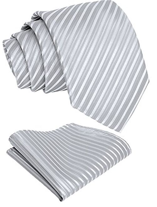 Scott Allan Mens Necktie Set - Neck Tie and Pocket Square Set - Assortment of Colors and Patterns