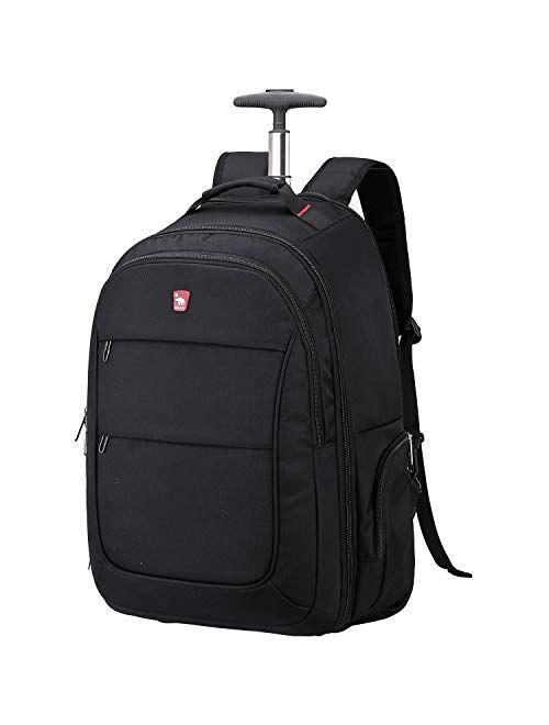 Rolling Backpack with Wheels for Women Men Travel Carry on Luggage School College Wheeled Laptop Book Bag Business Black