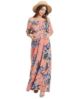 Maternity Dress Off Shoulder Maxi Pregnant Women Baby Shower Photoshoot