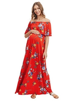 Maternity Dress Off Shoulder Maxi Pregnant Women Baby Shower Photoshoot