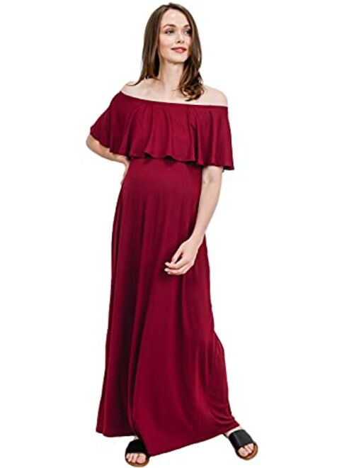 Maternity Dress Off Shoulder Maxi Pregnant Women Baby Shower Photoshoot