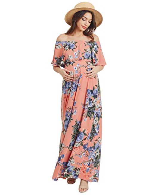 Maternity Dress Off Shoulder Maxi Pregnant Women Baby Shower Photoshoot