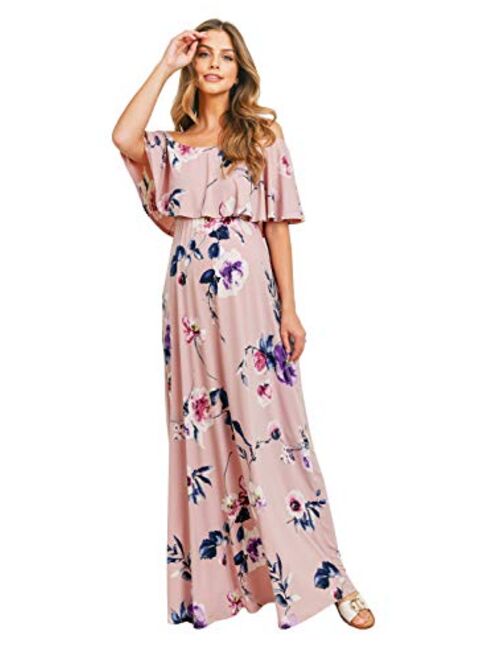 Maternity Dress Off Shoulder Maxi Pregnant Women Baby Shower Photoshoot