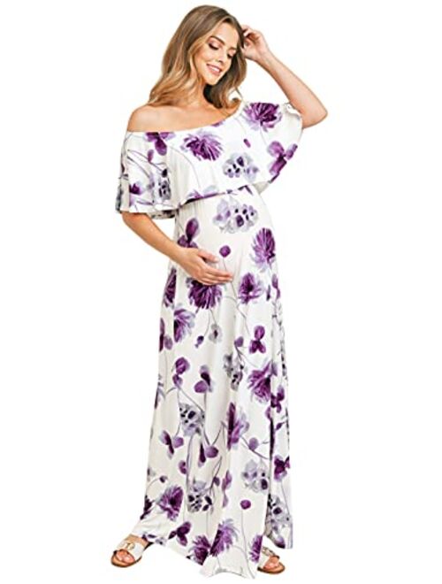 Maternity Dress Off Shoulder Maxi Pregnant Women Baby Shower Photoshoot