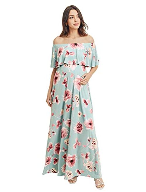 Maternity Dress Off Shoulder Maxi Pregnant Women Baby Shower Photoshoot