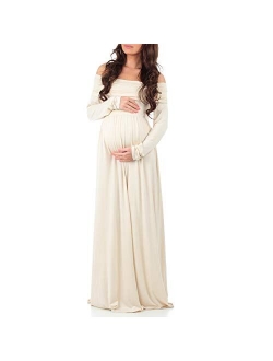 | Ivory Maternity Off-Shoulder Maxi Dress