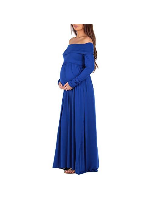 Mother Bee Maternity | Ivory Maternity Off-Shoulder Maxi Dress