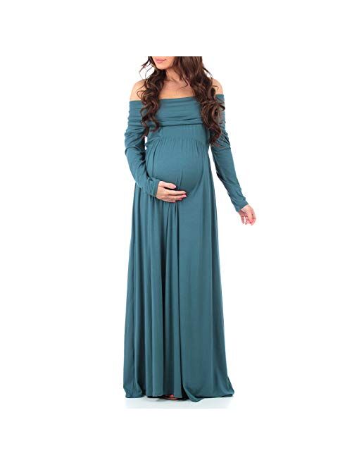 Mother Bee Maternity | Ivory Maternity Off-Shoulder Maxi Dress