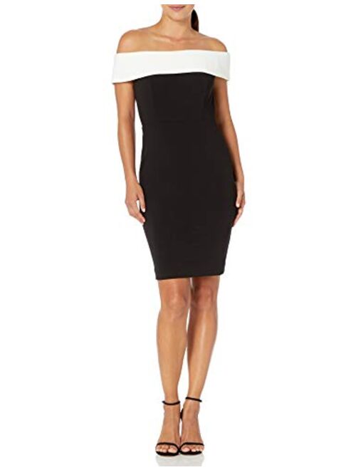 Calvin Klein Women's Petite Seamed Off The Shoulder Dress