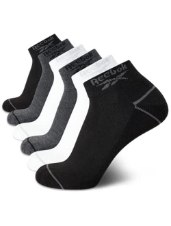 Rebook Men's Athletic Quarter Socks with Cushion Comfort (6 Pack)