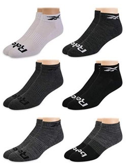 Rebook Men's Athletic Quarter Socks with Cushion Comfort (6 Pack)