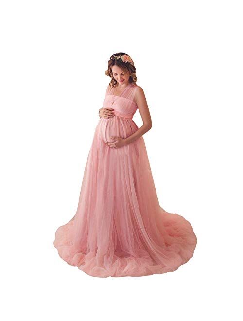 Convertible Multi Way Wrap Tulle Maternity Dress for Photoshoot Baby Shower