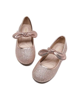 DeerBunny Toddler/Little Kid Girl's Dress Mary Jane Ballet Flats Bow Flower Girl Wedding Party Ballerina Flat Shoes