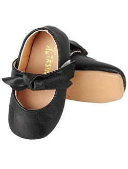 UniBaby7 Baby Girl Shoes Soft Sole Ballet Flats Baby Walking Shoes with Flowers Infant Mary Jane Dress Crib Shoes for Toddler Girls