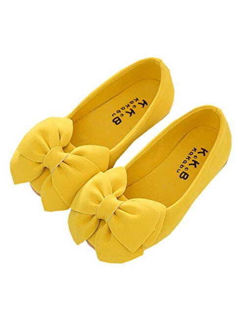 Vokamara Faux Suede Bow Round Toe Ballet Flats Slip On Shoes (Little Kid/Big Kid)