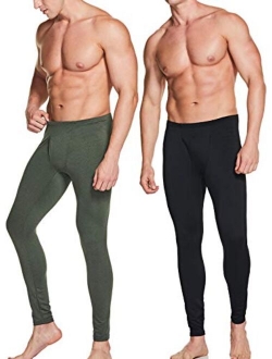 2 Pack Men's Thermal Underwear Pants, Warm Long Johns Leggings