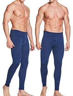 2 Pack Men's Thermal Underwear Pants, Warm Long Johns Leggings