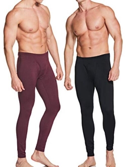 2 Pack Men's Thermal Underwear Pants, Warm Long Johns Leggings