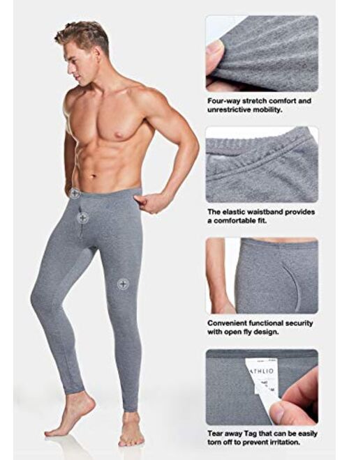 ATHLIO 2 Pack Men's Thermal Underwear Pants, Warm Long Johns Leggings