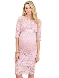 Hello MIZ Women's Baby Shower Floral Lace Maternity Dress