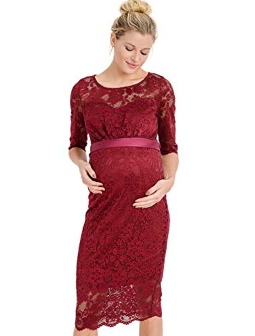 Hello MIZ Women's Baby Shower Floral Lace Maternity Dress