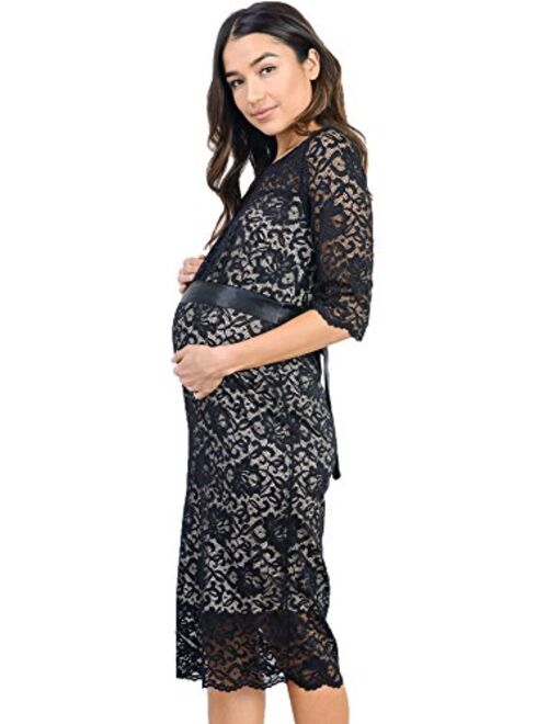 Hello MIZ Women's Baby Shower Floral Lace Maternity Dress