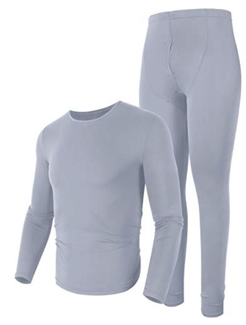 iWoo Men Long Thermal Underwear 2 Pieces Breathable Elastic Thin Johns Sets