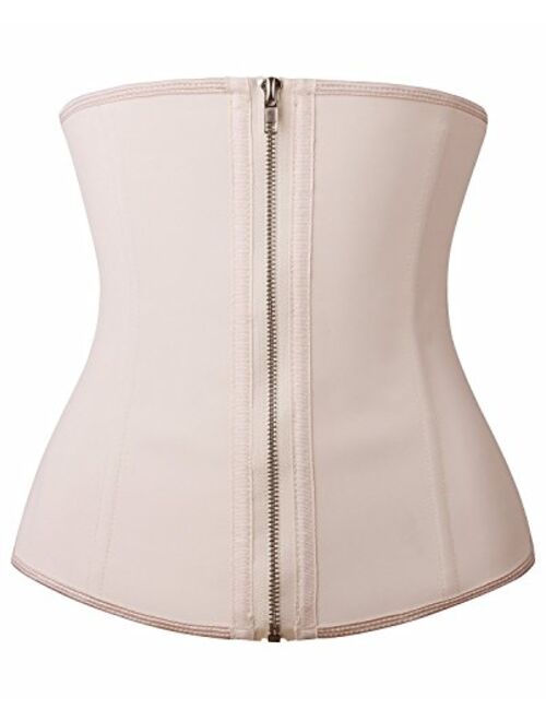 YIANNA Women Latex Underbust Waist Training Corsets/Cincher Zip&Hook Hourglass Body Shaper