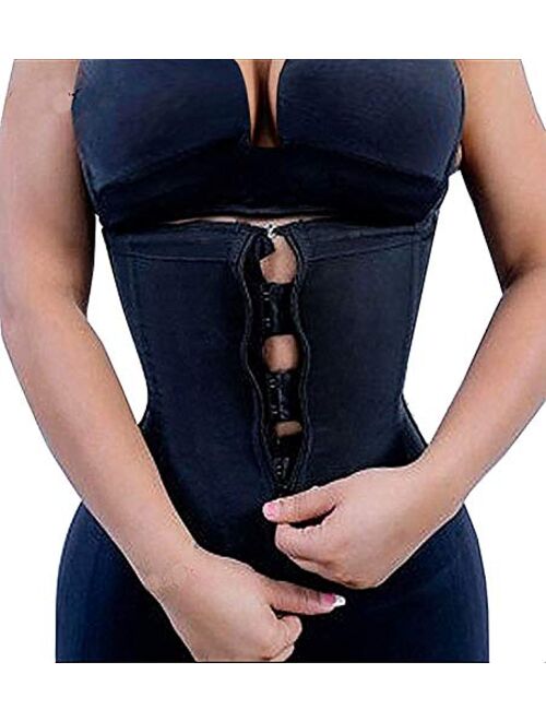 YIANNA Women Latex Underbust Waist Training Corsets/Cincher Zip&Hook Hourglass Body Shaper