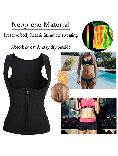 Rolewpy Women Sweat Neoprene Waist Trainer Hot Slimming Sauna Vest Tummy Control Body Shaper for Weight Loss