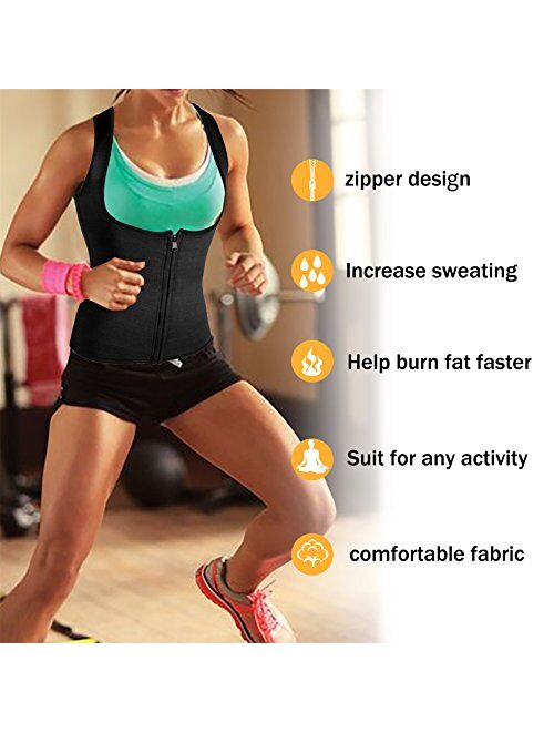 Rolewpy Women Sweat Neoprene Waist Trainer Hot Slimming Sauna Vest Tummy Control Body Shaper for Weight Loss