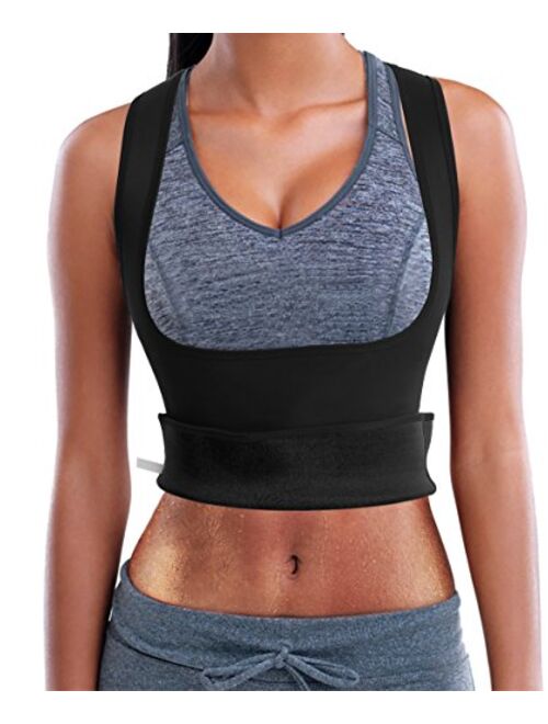 Rolewpy Women Sweat Neoprene Waist Trainer Hot Slimming Sauna Vest Tummy Control Body Shaper for Weight Loss