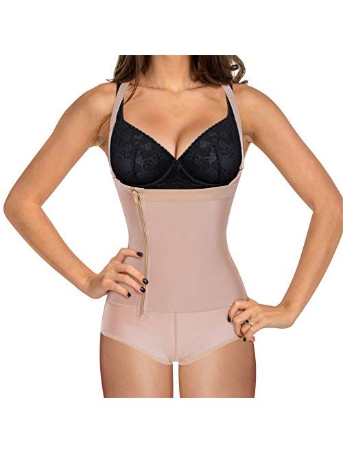 Eleady Women's Latex Waist Trainer Bodysuit Tummy Control Shapewear Full Body Shaper Open Bust Corset