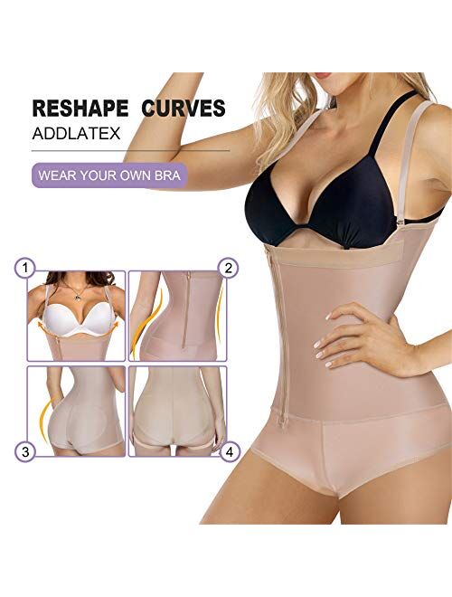 Eleady Women's Latex Waist Trainer Bodysuit Tummy Control Shapewear Full Body Shaper Open Bust Corset