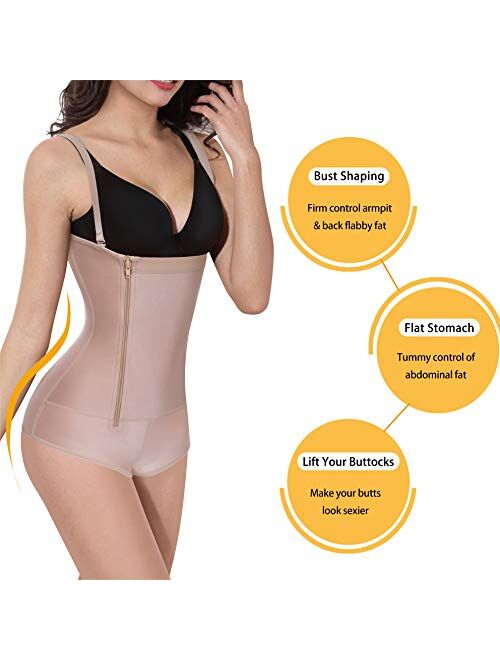 Eleady Women's Latex Waist Trainer Bodysuit Tummy Control Shapewear Full Body Shaper Open Bust Corset