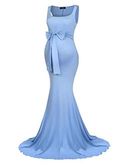 Molliya Maternity Long Dress Tie Front Slim Fitted Photography Maxi Dresses for Baby Shower