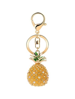 JOUDOO Solid Pineapple Keychain with Rhinestone keyring for Bags or Purse GJ006