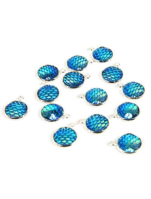 ZUNON Mermaid Nautical Sea Creature Shells Blue Fish Scales Keychain