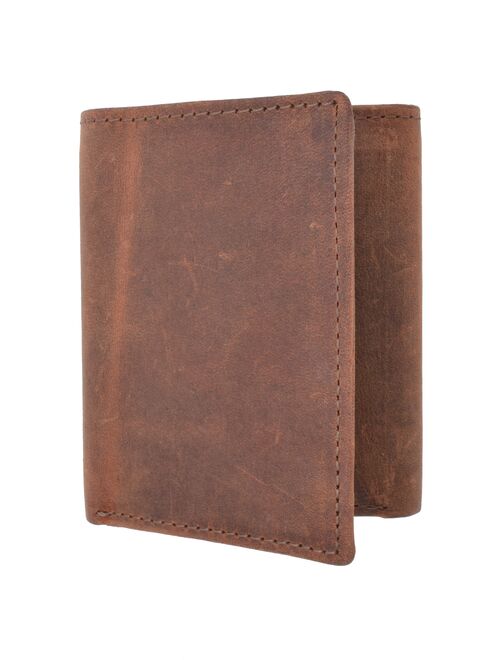 New RFID Blocking Mens Vintage Soft Genuine Leather Classic Trifold Wallet RFID1107HTC