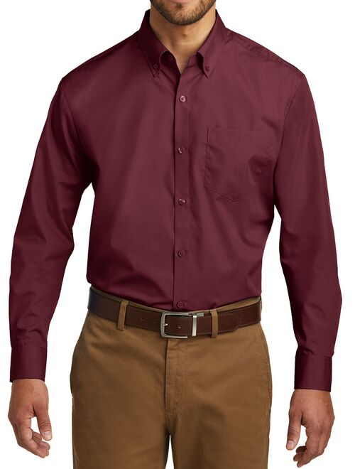 Mafoose Men's Long Sleeve Professional Uniform Carefree Poplin Shirt Burgundy X-Small