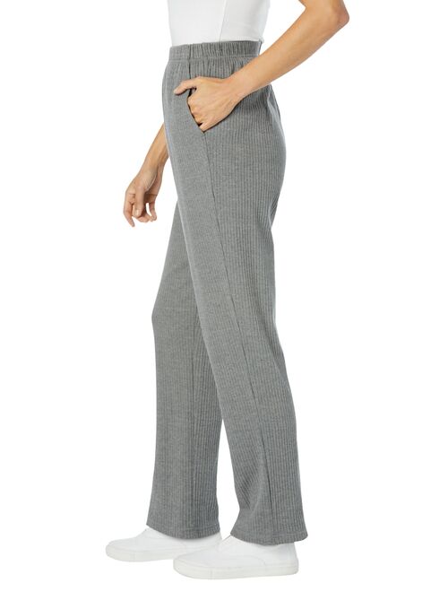 Woman Within Women's Plus Size Tall 7-Day Knit Ribbed Straight Leg Pant Pant