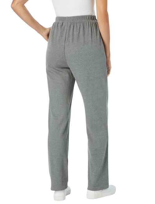 Woman Within Women's Plus Size Tall 7-Day Knit Ribbed Straight Leg Pant Pant