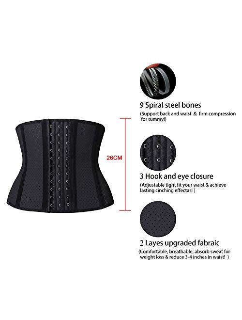 YIANNA Short Torso Waist Trainer Corset for Weight Loss Underbust Sports Workout Hourglass Body Shaper